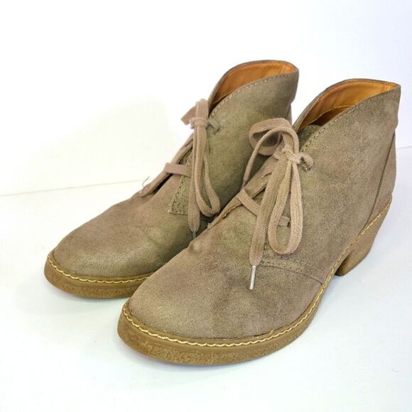 Merona Suede Lace Up Rubber Chunky Heel Ankle Boots Booties 8 - Picture 2 of 12